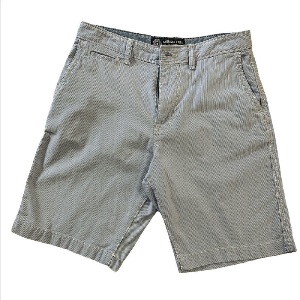 American Eagle blue pinstripe flat front shorts
